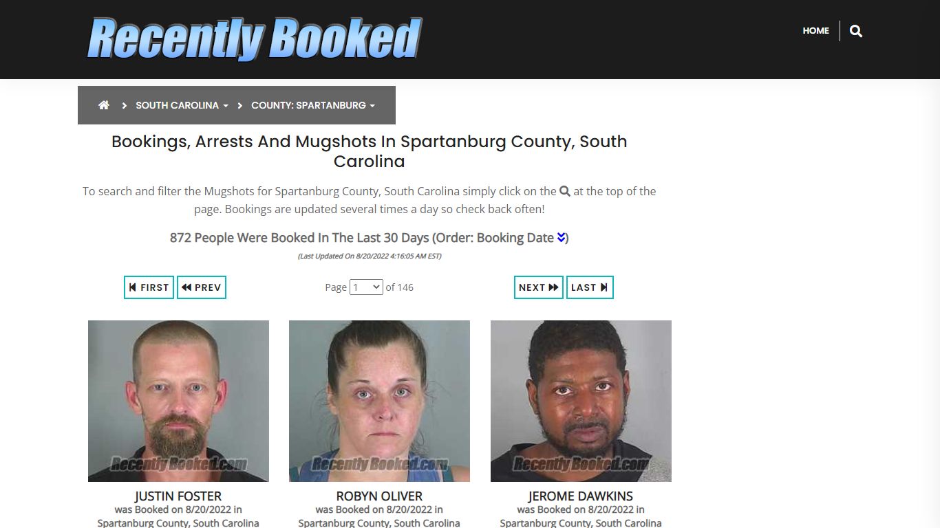 Recent bookings, Arrests, Mugshots in Spartanburg County, South Carolina