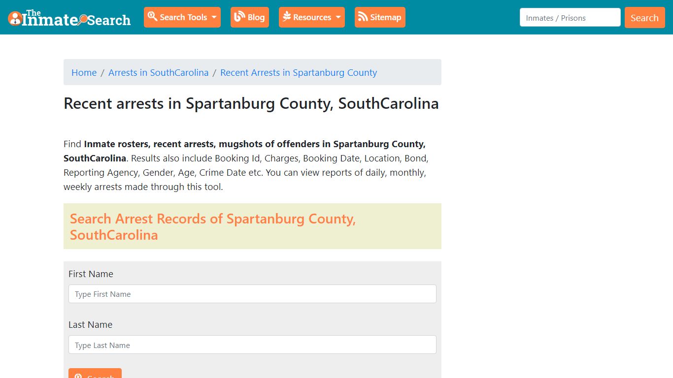 Recent arrests in Spartanburg County, SouthCarolina
